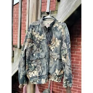 Vintage Mossy Oak Camouflage Bomber Jacket Mens Snap Button Streetwear No Tag
